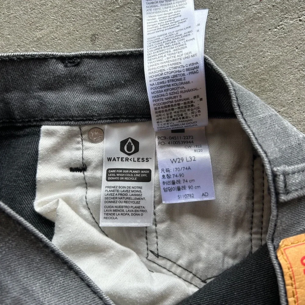 Levis 511 Jeans Size 29x32 Gray Wash Denim Slim Fit Straight Waterless Stretch